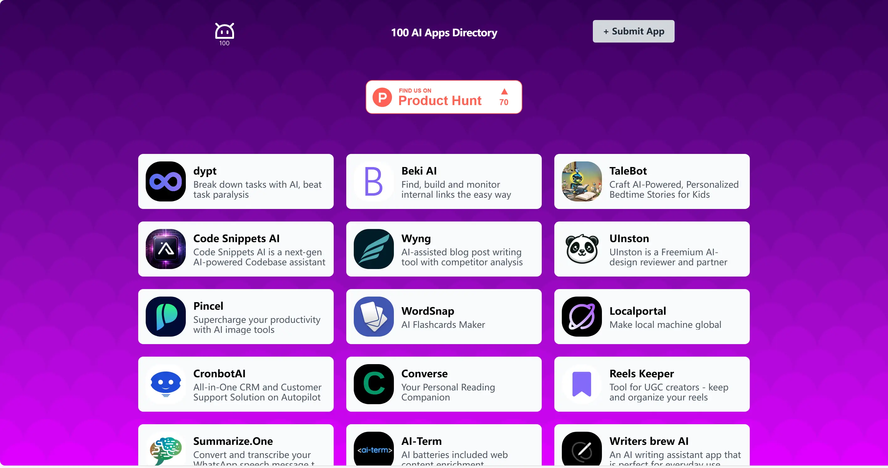 100 AI Apps Directory 100 AI Apps Directory